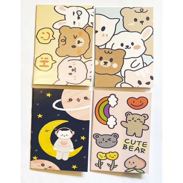 4pk Bears Animal Friends Cute Mini Notebooks Small Notepads Pocket Memo Pads