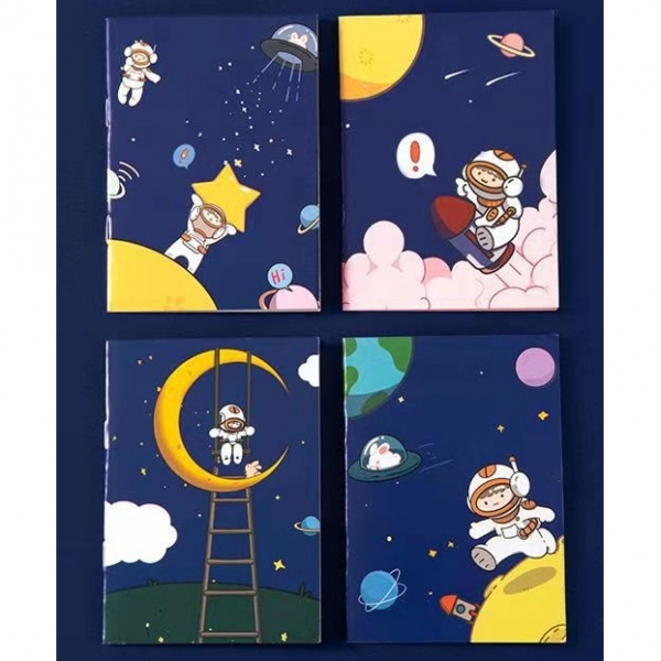 4pk Boy Astronaut On The Moon Mini Notebooks Small Notepads Pocket Memo Pads