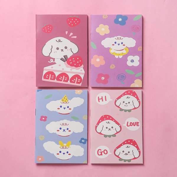 4pk Puppy Dog Flowers Cute Mini Notebooks Small Notepads Floral Pocket Memo Pads