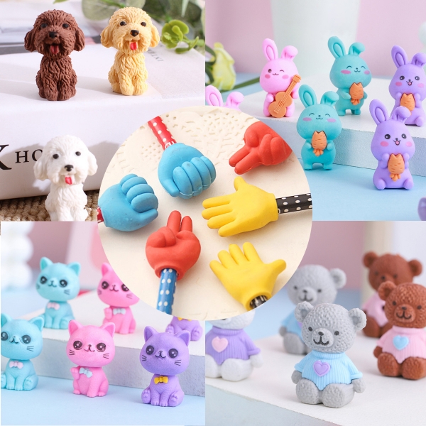 4-48pc Cute Animals Pencil Top Erasers Fun Kids Rubbers Party Gift Bag Fillers