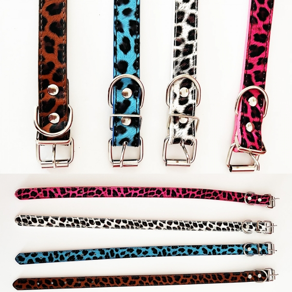 Leopard Skin Pattern Adjustable Puppy Dog Kitten Cat Small Medium Large Collar