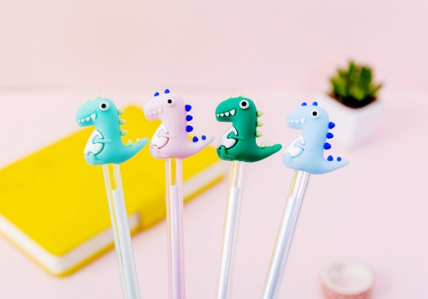 4pk Dinosaurs Ballpoint Gel Pens Cute Funky Kids Party Gift Bag Fillers