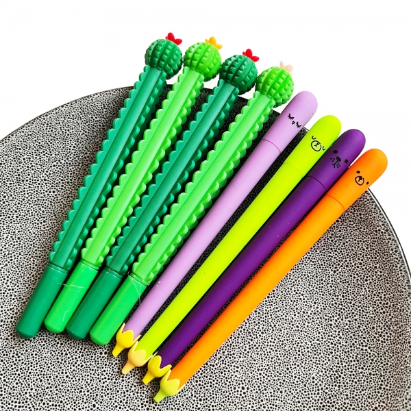 8pc Vegetables Cactus Flower Plants Ballpoint Gel Pens Party Gift Bag Fillers