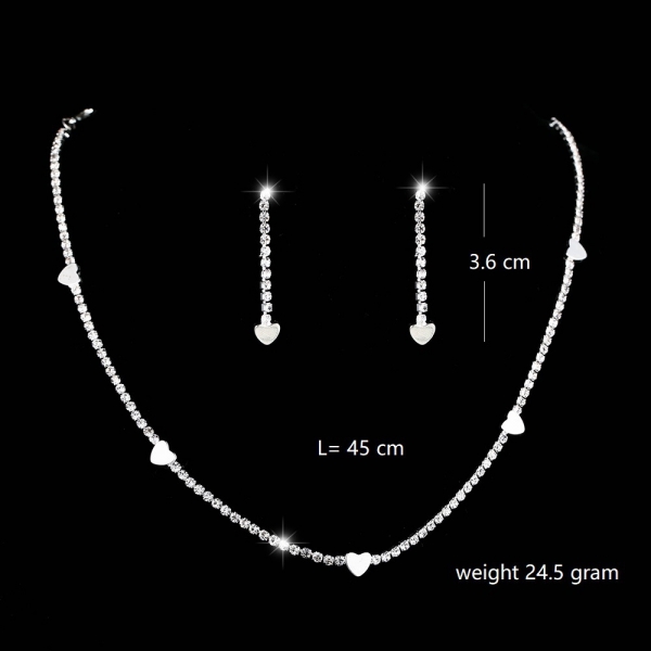 Hearts Silver Necklace And Earrings Set Costume Jewellery