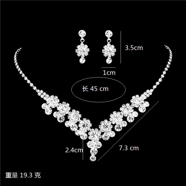 Daisy Flowers Silver Necklace Earrings Set Costume Jewellery Crystal Diamante