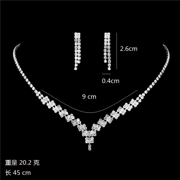 Heart Shape Silver Crystal Diamante Necklace And Earrings Set Costume Jewellery