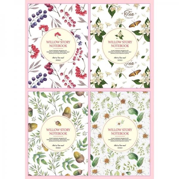 4pk Garden Flowers Butterflies Cute Floral Pattern Mini Notebooks Small Notepads