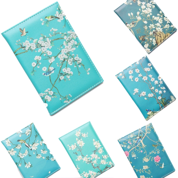Garden Birds Cherry Blossom Flowers Cute Floral Passport Cover Card Ticket Pouch