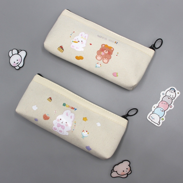 White Rabbit Bear Animals Cute Pencil Cases Cosmetic Makeup Bags Pen Pouches
