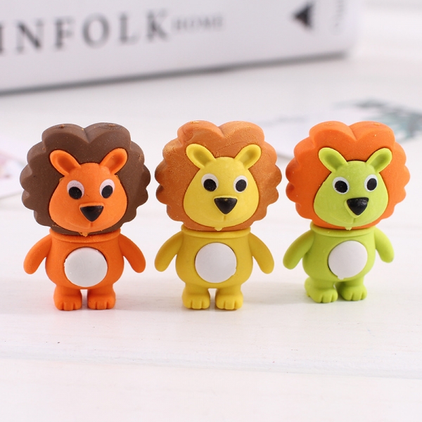 Animals Lion Cute Puzzle Erasers Fun Kids Rubbers Party Gift Bag Fillers