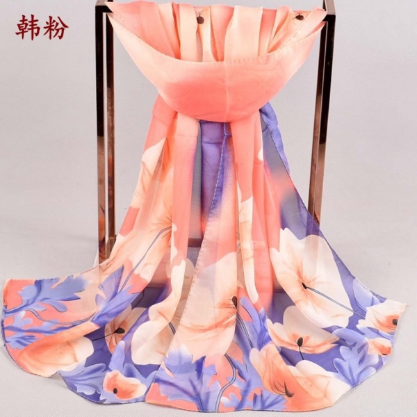 Flowers Fashion Ladies Scarves Chiffon Scarf Womens Shawls