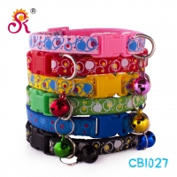 Bubble Patterned Adjustable Kitten Cat Collar With Bell And Snap Buckle