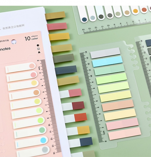 Gradient Rainbow Colours Mini Sticky Notes Bookmarks Page Markers With Ruler