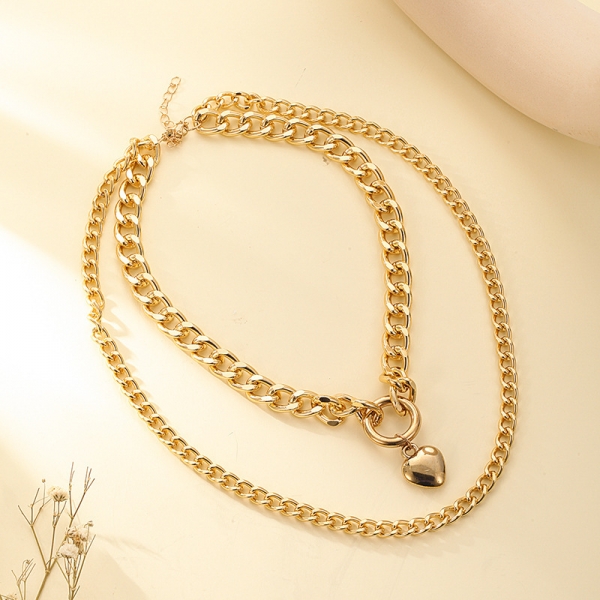 Double Thick Love Necklace Pendant Choker Collar Statement Chain Fashion Women Jewellery