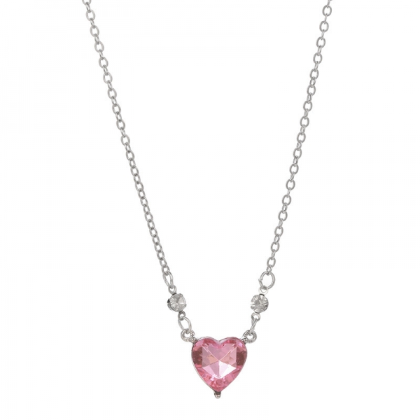 Love Pink Diamond Necklace Pendant Choker Collar Statement Chain Fashion Women Jewellery