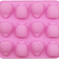 Strawberry Pineapple Summer Fruits Pink Silicone Chocolate  Mould Ice Cube Mold