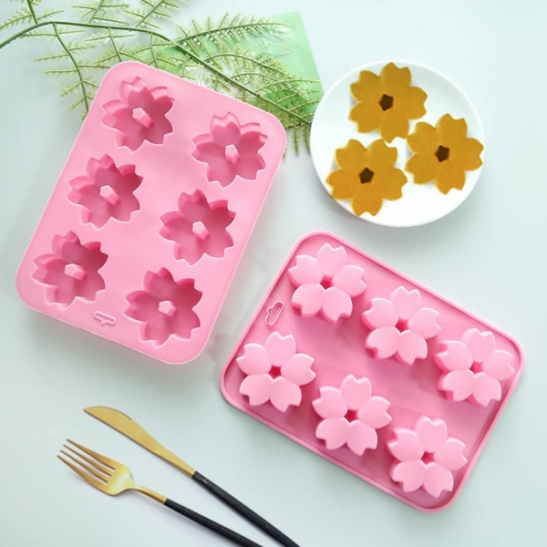 Cherry Blossom Flowers Pink Silicone Mould Chocolate Fondant Jelly Ice Cube Mold