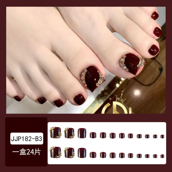 Toe False Nail Art Tips Full Cover Fake Nails With Glue