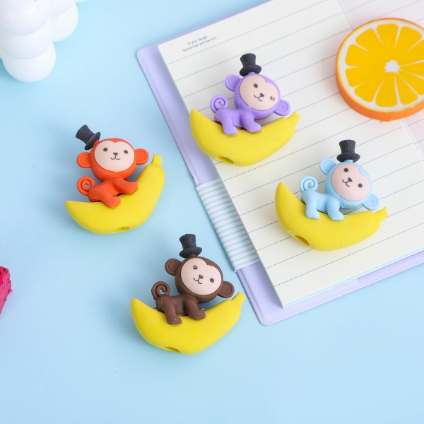 Cute Monkey Animals Pencil Top Erasers Fun Kids Rubbers Party Gift Bag Fillers