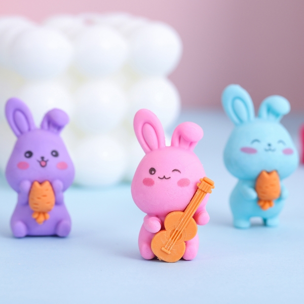 Cute Rabbits Animals Pencil Top Erasers Fun Kids Rubbers Party Gift Bag Fillers