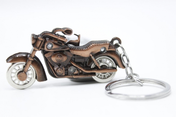3D Bronze Cooper Motorcycle Motorbike Keyrings Novelty Metal Key Rings Xmas Gift