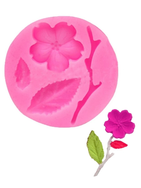 Cherry Blossom Flowers Pink Silicone Mould Chocolate Sugarcraft Cake Topper Mold