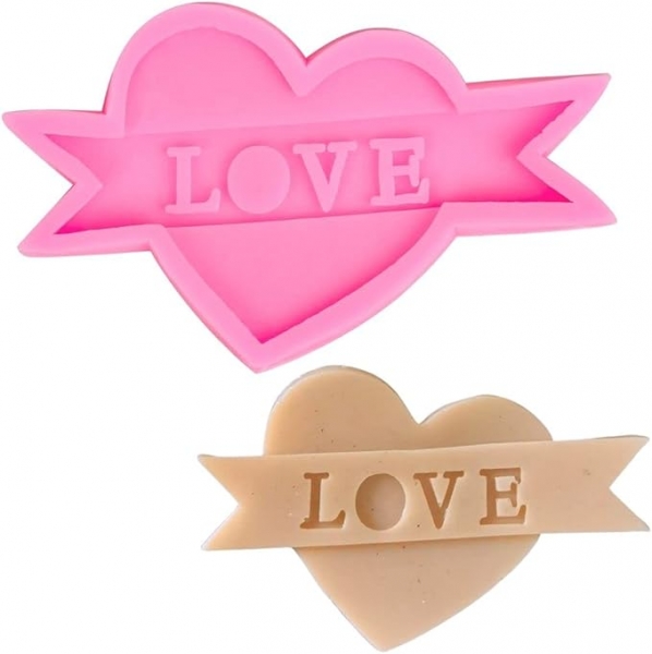 Love Letters Heart Pink Silicone Mould Chocolate Sugarcraft Mold Cake Topper