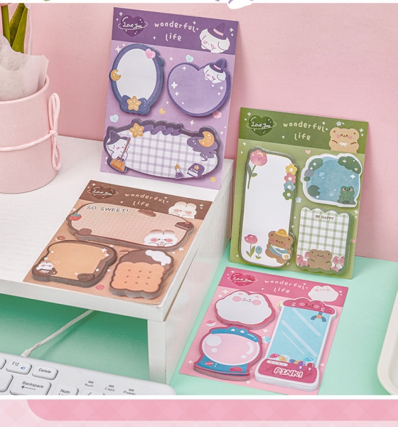 Animals Bear Rabbit Cute Sticky Notes Pad Bookmarks Memo Index Tab Page Markers