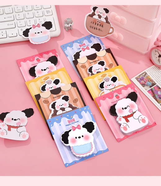 4pk Adorable Puppy Dog Cute Sticky Notes Pad Novelty Bookmarks Memo Index Tabs