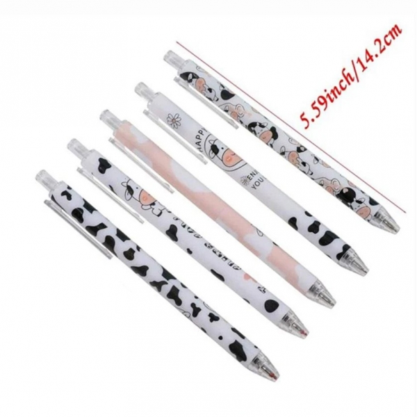 5pc Cows Patterned Animals Press Ballpoint Gel Pens Kids Party Gift Bag Fillers