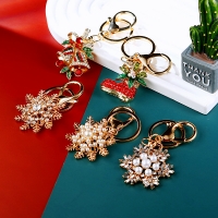 Snowflake Crystal Diamante Bag Charm Handbag Lady Keyring Pendant Christmas Gift