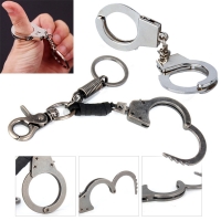 3D Silver Metal Functioning Mini Police Handcuffs Keyring Novelty Key Ring Gift