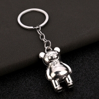 3D Silver Bear Animals Metal Keyring