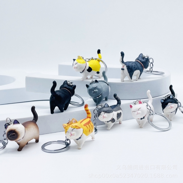 3D Kitten Cat Keyrings Novelty Metal Key Rings For Pet Owners Cat Lovers