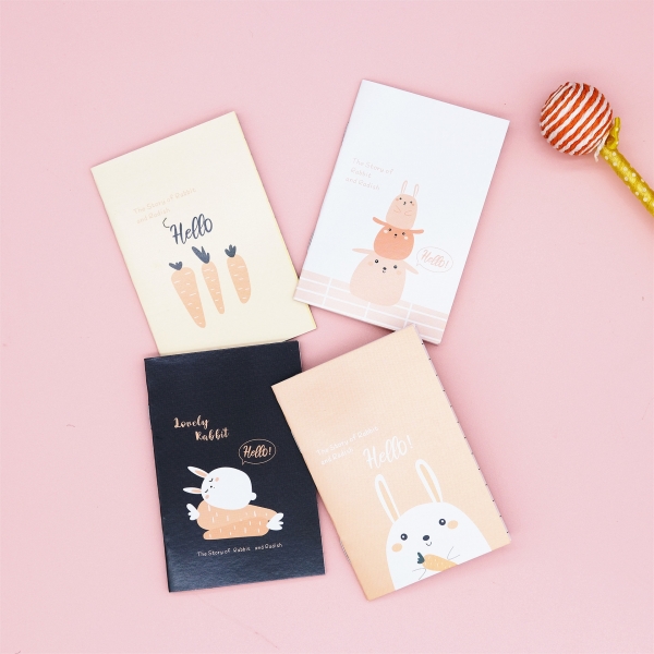 Rabbit With Carrot Cute Mini Notebooks Small Notepads Notes Pad Pocket Memo Pads