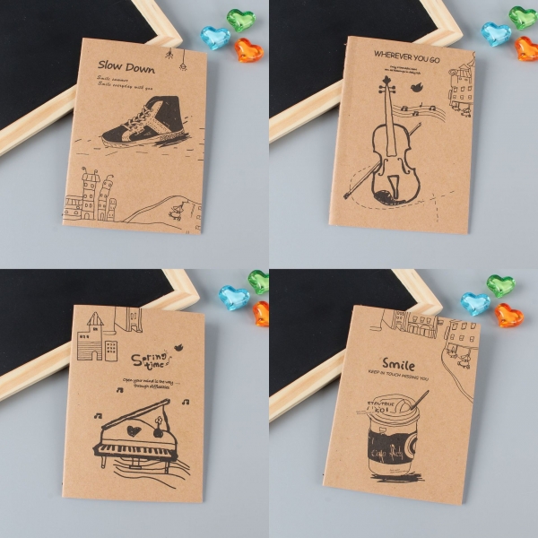 4pk Retro Style Piano Violin Cute Mini Notebooks Small Notepads Pocket Memo Pads