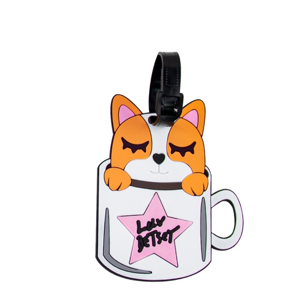 The Shiba Inu Is In The Cup Fashion Luggage Tags Cute Holiday Suitcase Labels Travel Bag ID