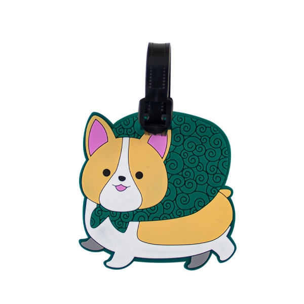 Corgis Wear Green Scarves Fashion Luggage Tags Cute Holiday Suitcase Labels Travel Bag ID