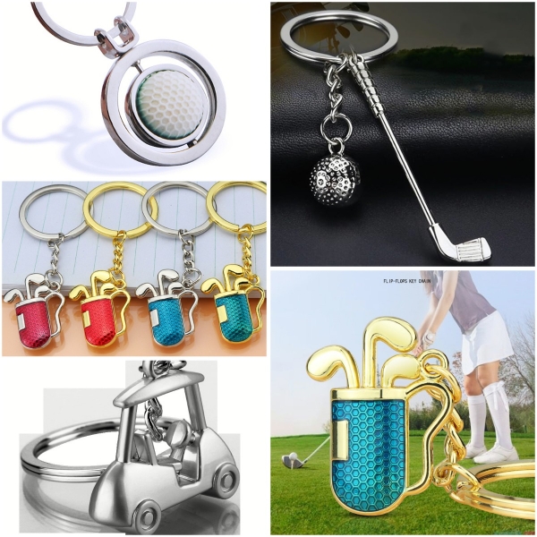 3D Golf Sports Fashion Silver Keyrings Novelty Metal Key Ring Golf Lovers Gift