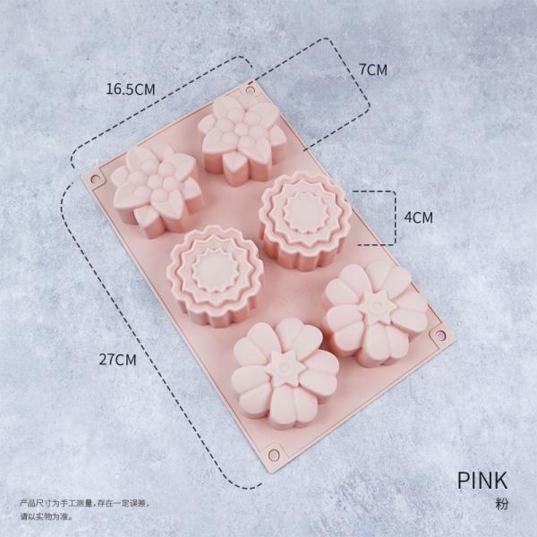 6 Kinds Of Flowers Silicone Mould Chocolate Fondant Jelly Ice Cube Mold