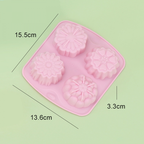 4 Kinds Of Flowers Silicone Mould Chocolate Fondant Jelly Ice Cube Mold