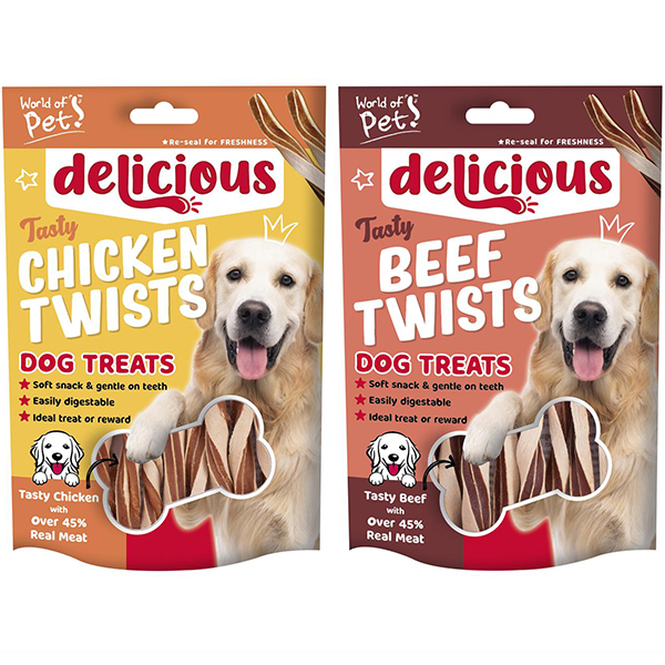 World Of Pets Delicious Meaty Beef Twists Dog Treats