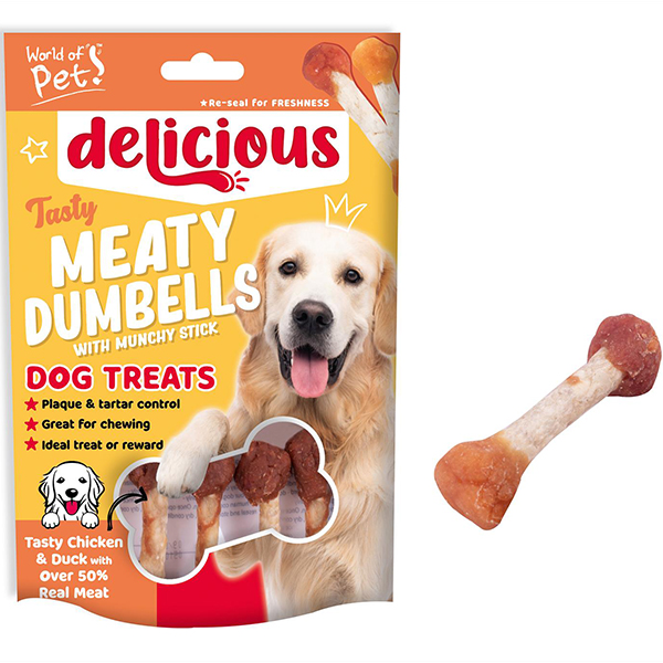 World Of Pets Chicken And Duck Dumbells Dog Treats 8 Pack