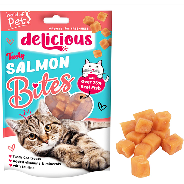 World Of Pets Tasty Salmon Bites Cat Treats 80g