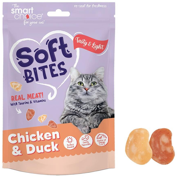 Smart Choice Soft Chicken And Duck Bites Cat Treats 100g
