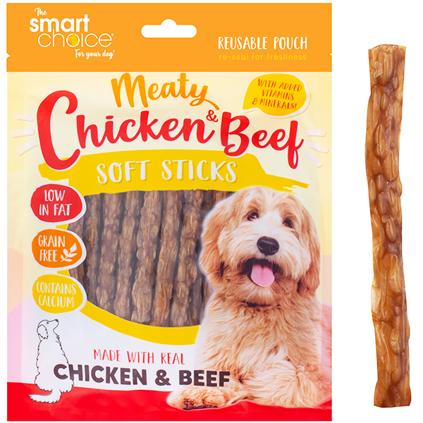 Smart Choice Chicken And Beef Soft Sticks Dog Treats 30 Pack 100g