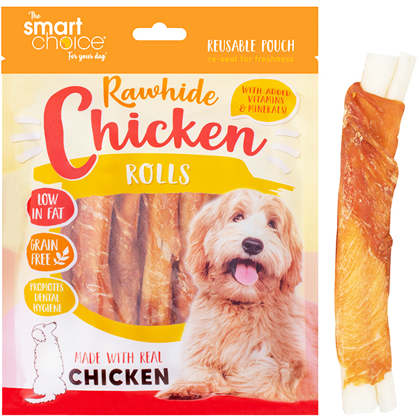 Smart Choice Rawhide And Chicken Leg Rollls Dog Treat 3 Pack 120g