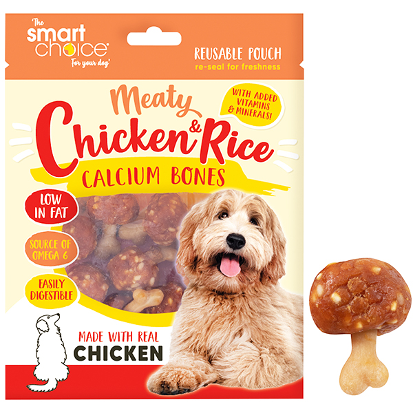 Smart Choice Chicken And Rice Calcium Bone Dog Treats 10 Pack 125g